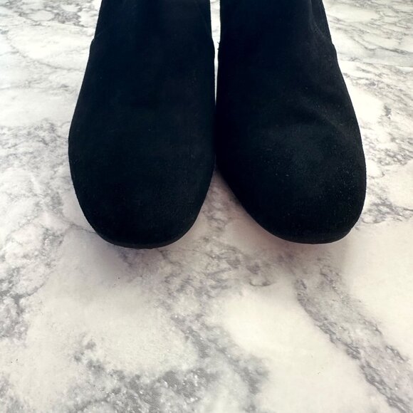 Stuart Weitzman Siggy Pearl Suede Booties in Black - Picture 8 of 9